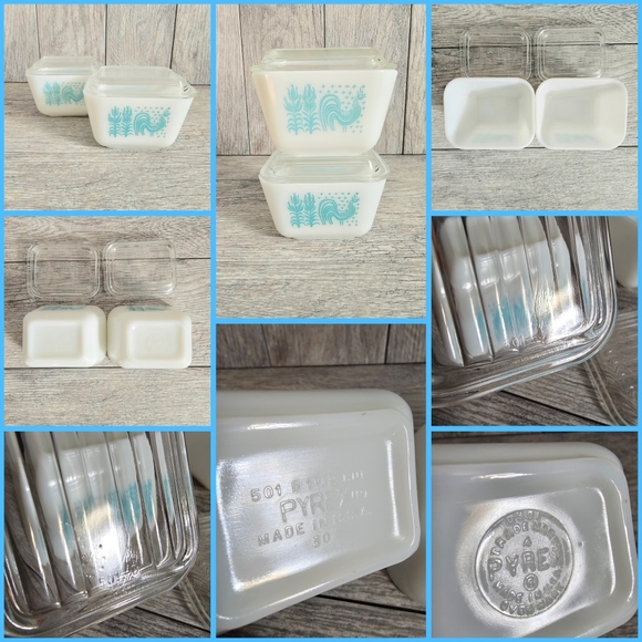 Pyrex Butterprint Turquoise Refrigerator Jar Set - Picture 6 of 10